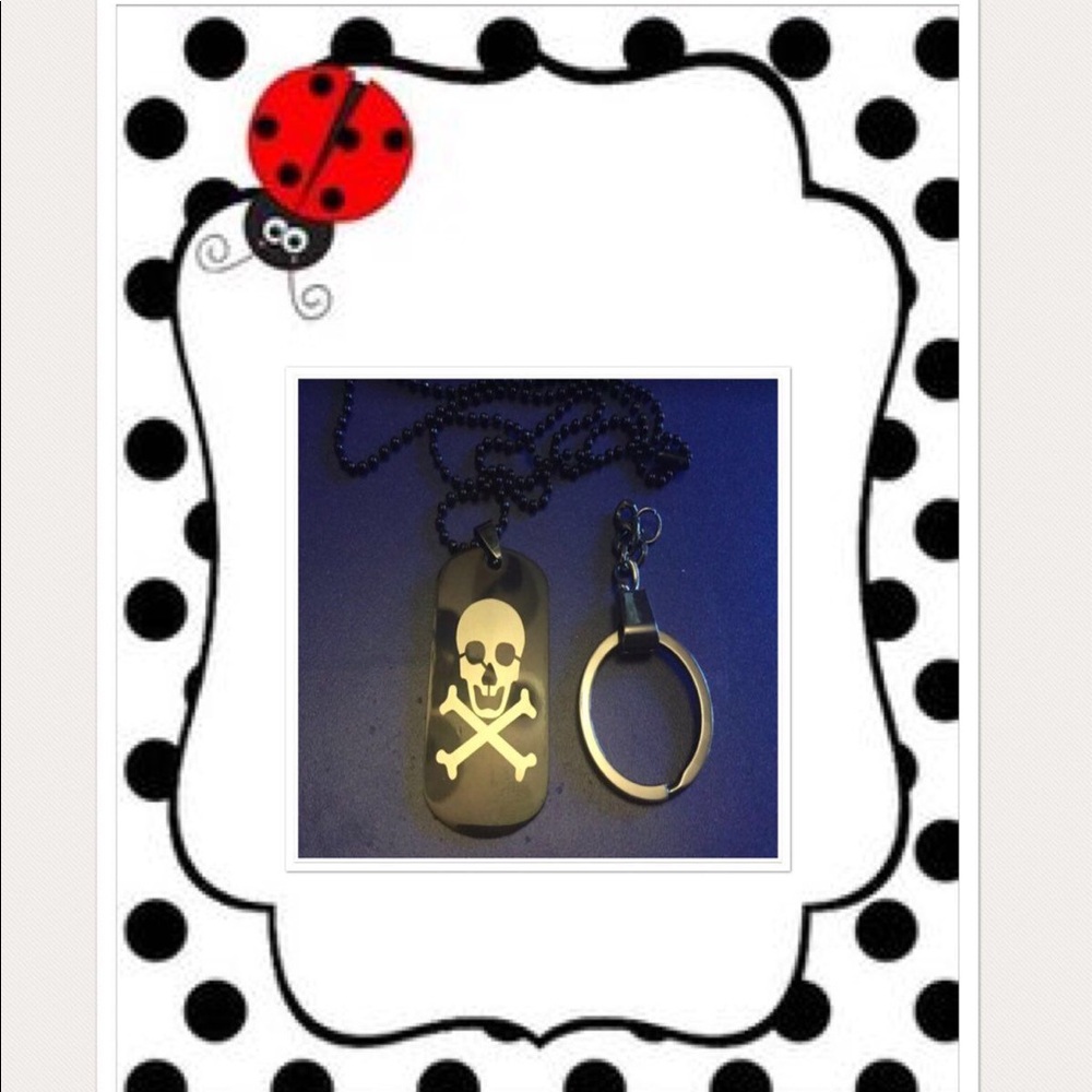 Skull Dog-tag  Necklace With Keychain